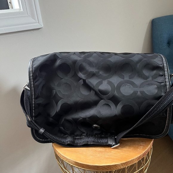 Coach Handbags - Coach Nylon Signature Messenger Baby Bag Black